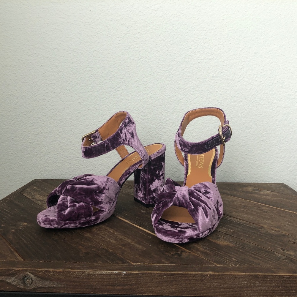Sezane Carmela High Sandals Mauve Velvet - Size 5